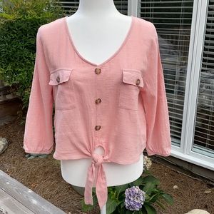 Belle Du Jour Crop Top with Tie Size Large EUC